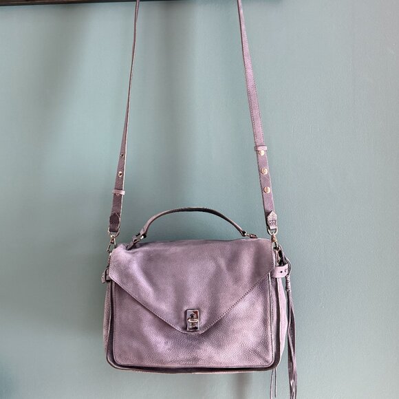 Rebecca Minkoff Darren Messenger Bag Blue Nubuck Crossbody - Picture 2 of 16